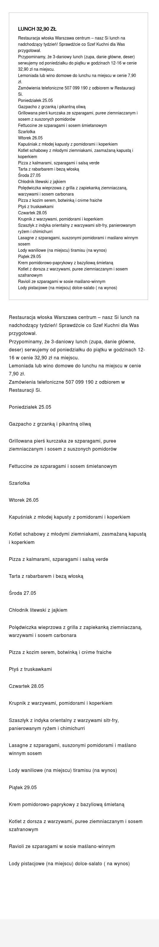 Lunch 32,90 zł - Czwartek