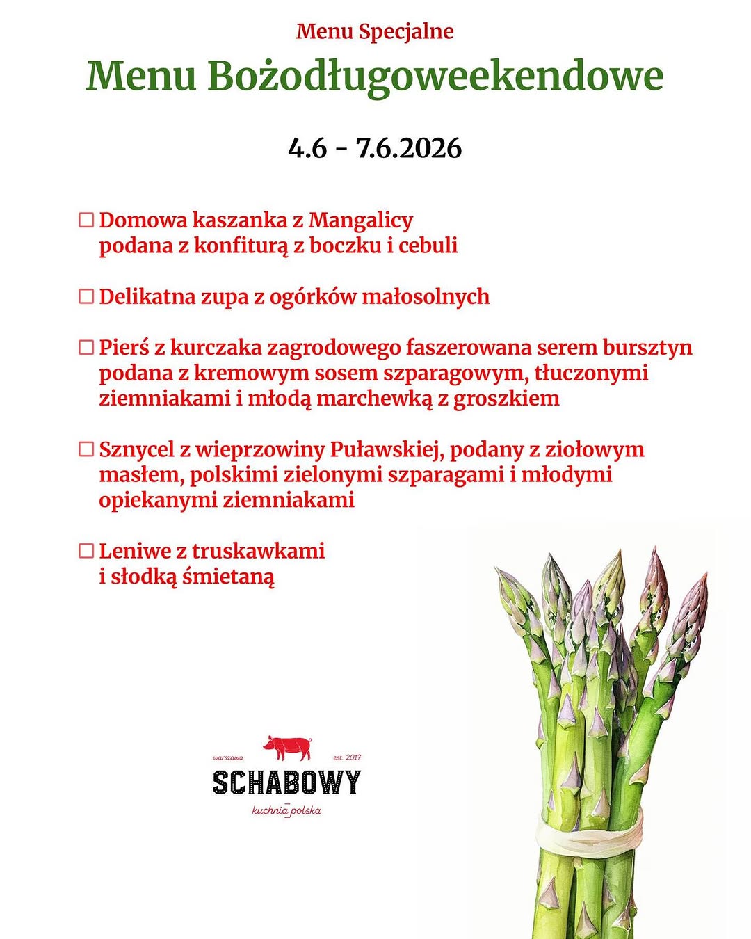 Menu Bożodługoweekendowe
